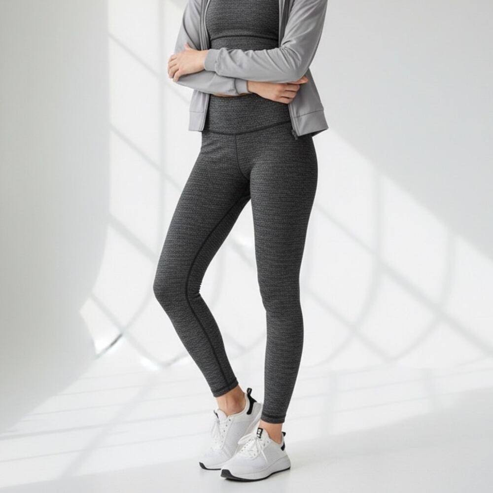 Lululemon Wunder Under Hi-Rise Tight 28" Women's Sz 8 Variegated Knit Black